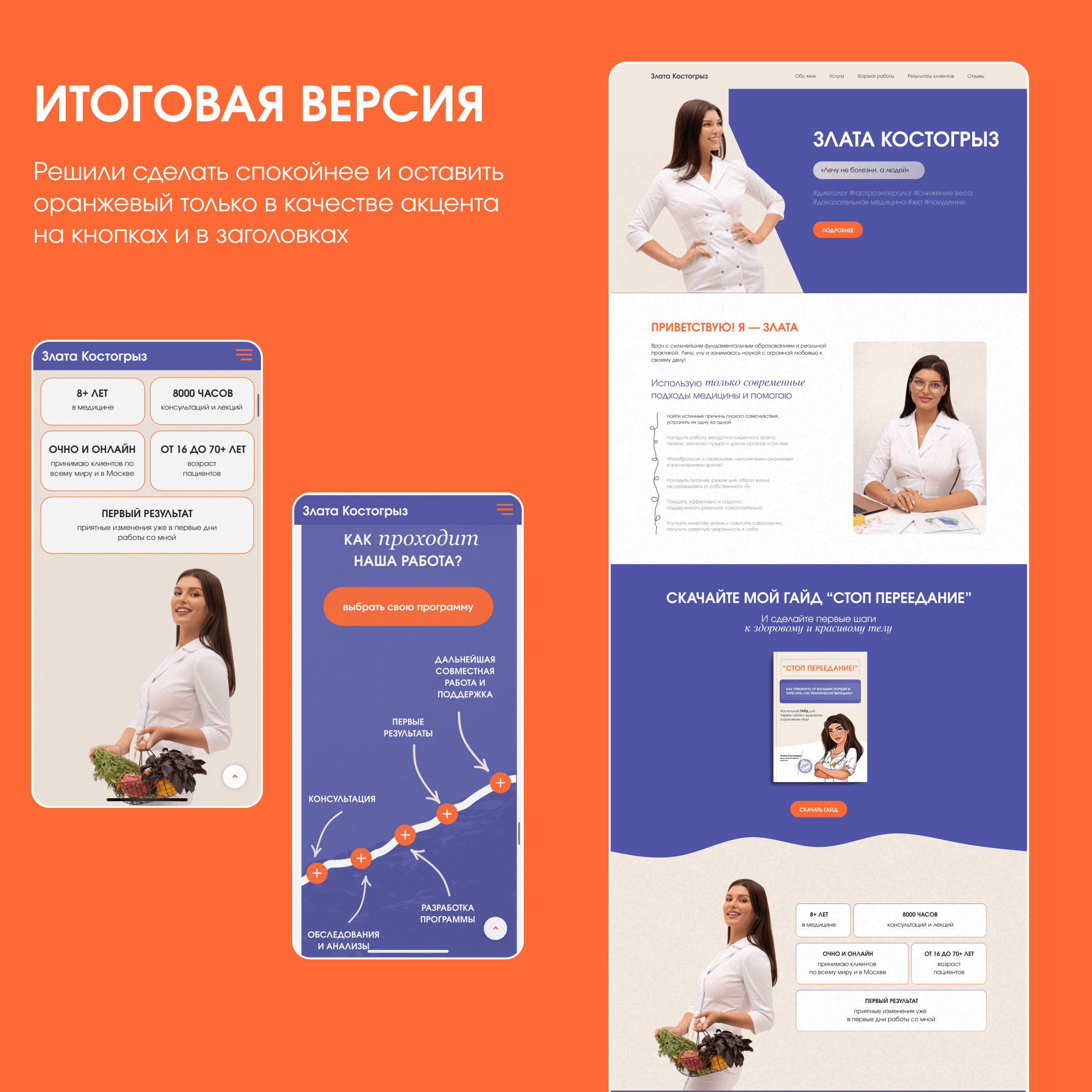 Кейс по разработке одностраничного сайта для врача-диетолога и гастроэнтеролога Златы Костогрыз