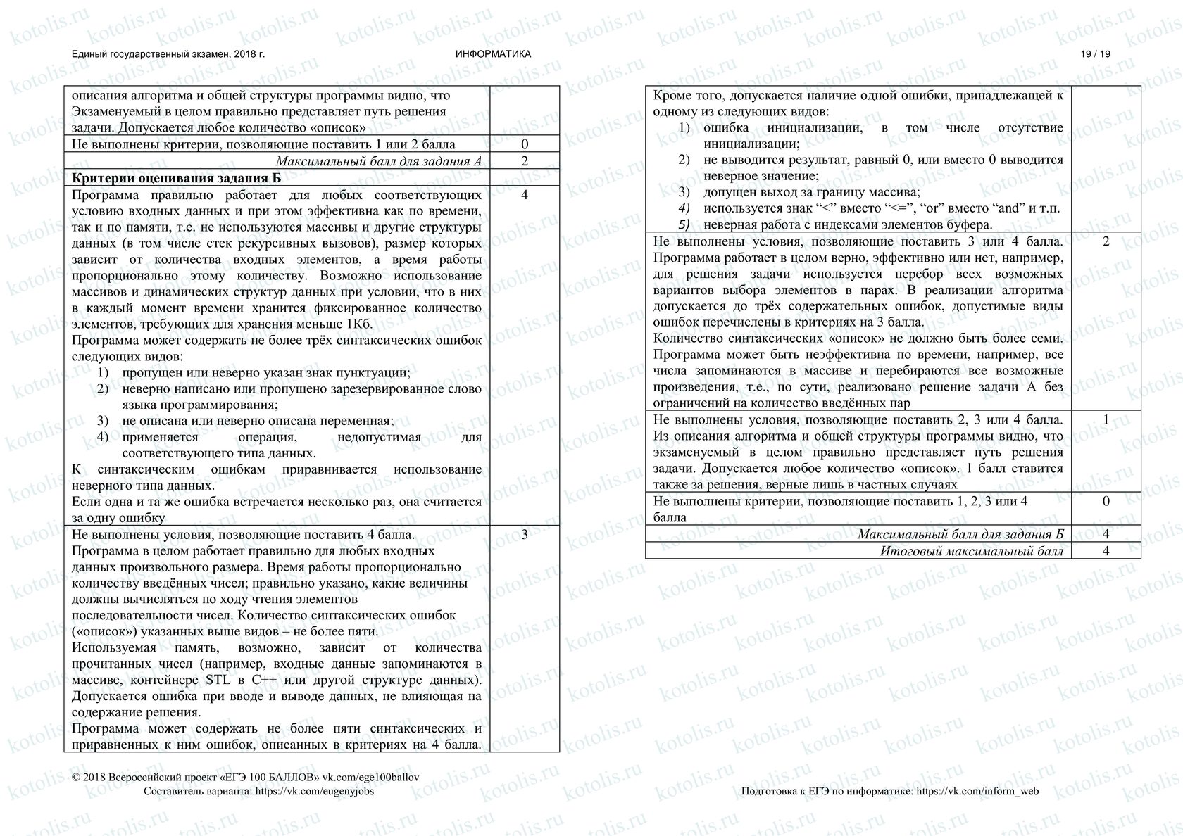 Вариант ЕГЭ по информатике 2018 с ответами и решениями