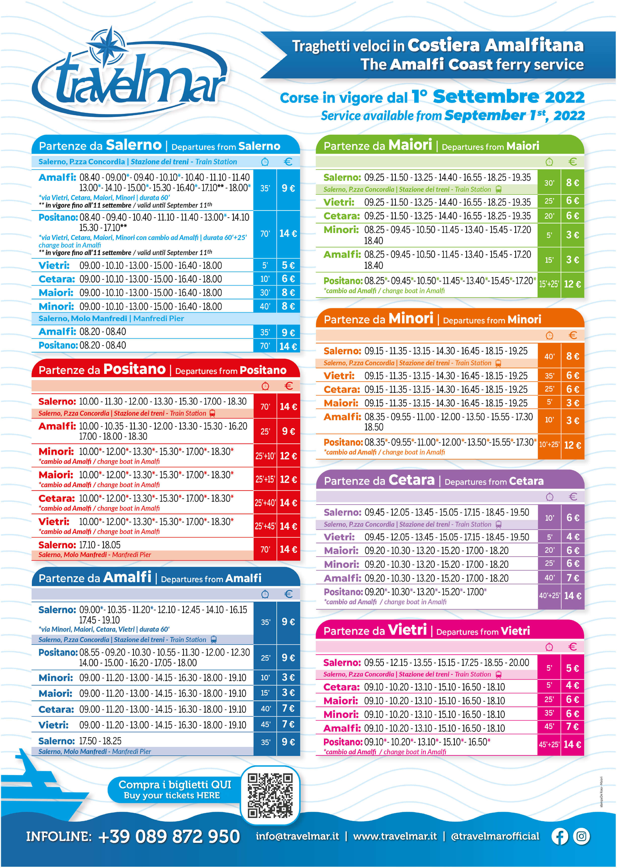 Ferries schedule Amalfi coast