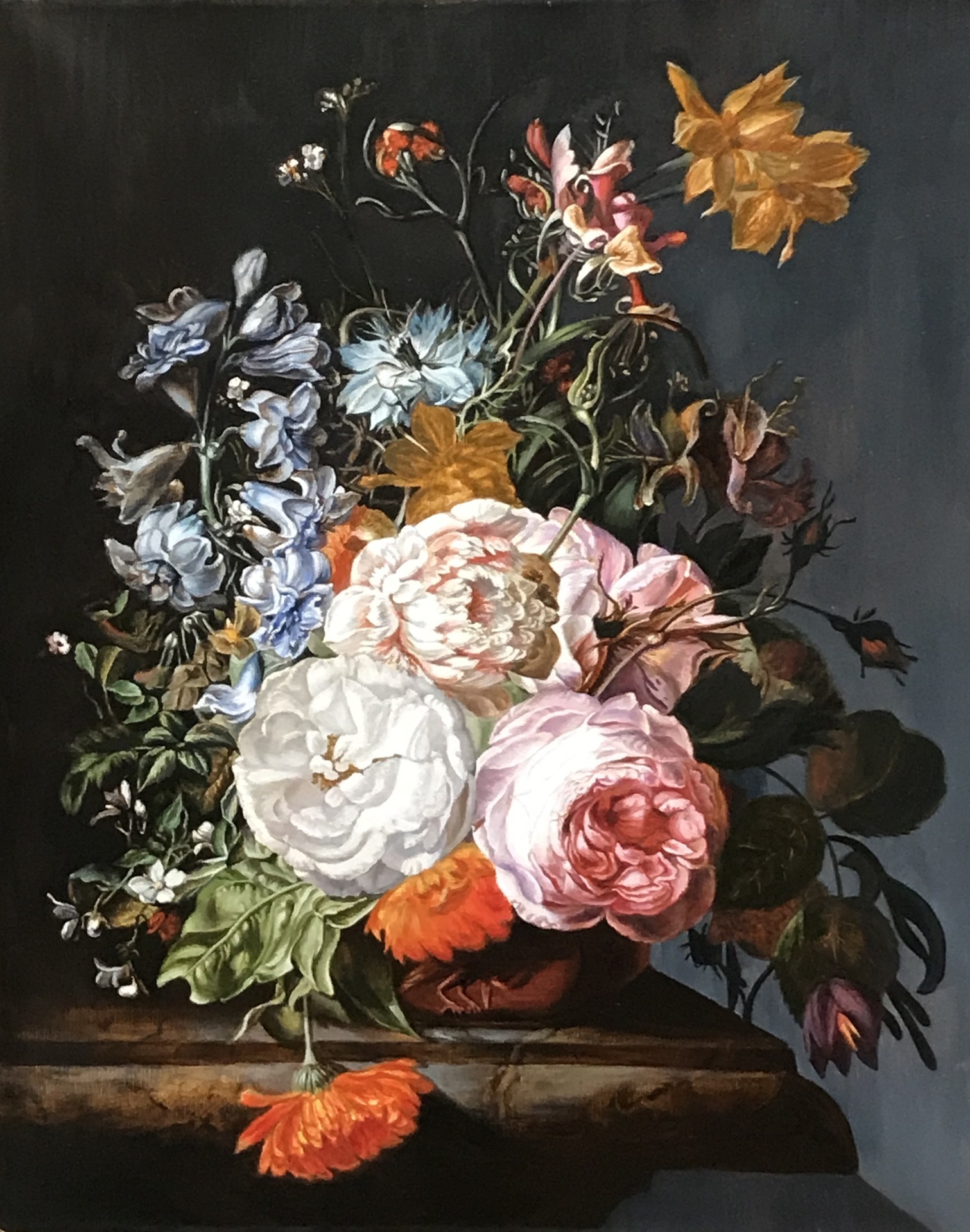 Still life, oil painting, oil on canvas, antique still life, Dutch still life, still life with flowers, art, realism, creativity, interior painting, original artwork.