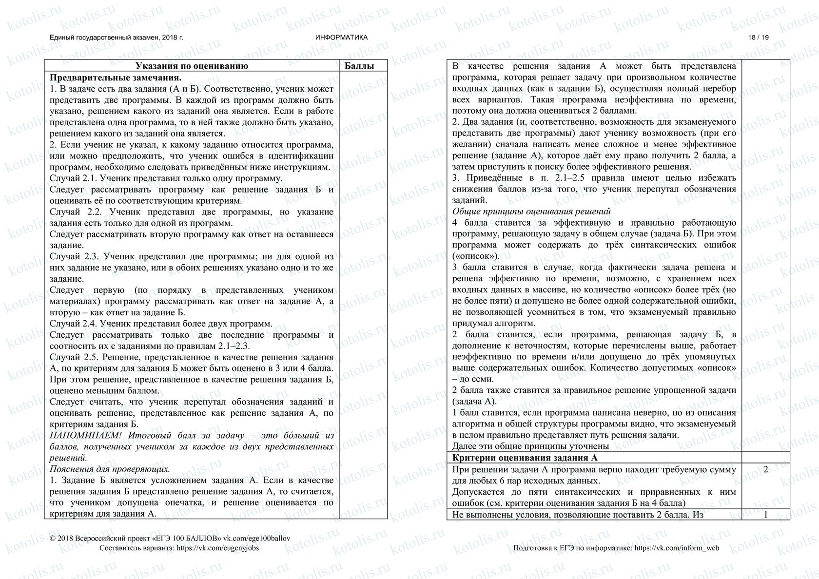 Вариант ЕГЭ по информатике 2018 с ответами и решениями