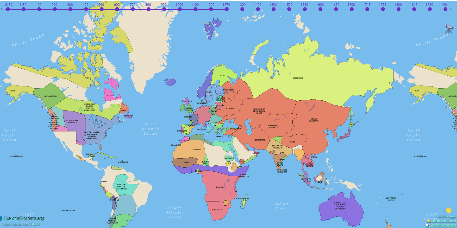 Скриншот исторических границ с ресурса historical borders