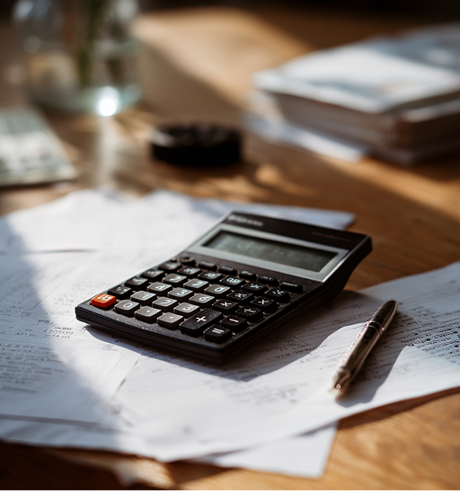 Budget planning documents and calculator for a construction project in Italy
