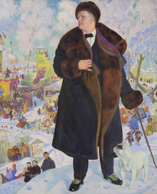 Б. М. Кустодиев. Портрет Ф. И. Шаляпина, 1922. Холст, масло. 99 x 80 см. Государственный Русский музей, Санкт-Петербург