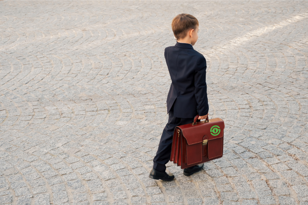 Child dressed as an adult with a briefcase as a metaphor for case management of concerns raised against an adult with children