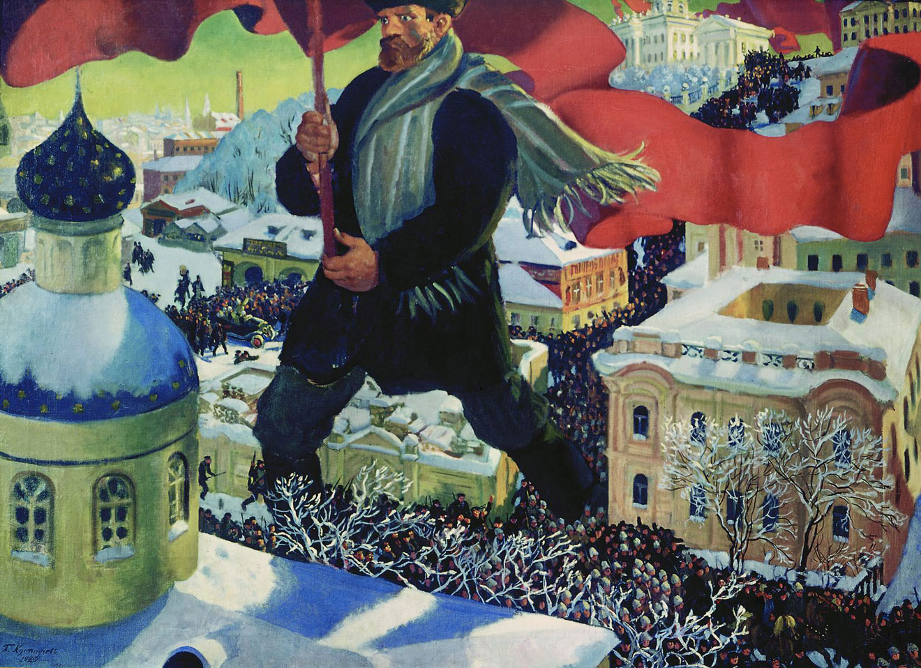 Б. М. Кустодиев. Большевик, 1920. Холст, масло 101 x 140,5 см. Государственная Третьяковская галерея, Москва