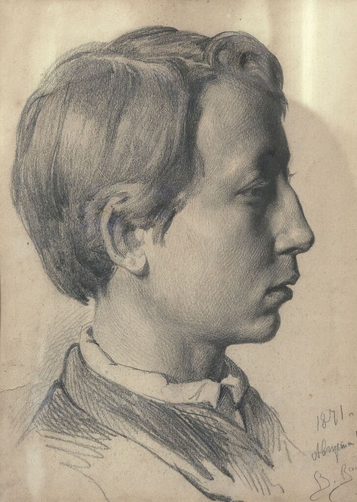 Виктор Васнецов. Портрет А.М. Васнецова, 1871. Бумага, графитный карандаш 37,3 x 27,7 см. Государственная Третьяковская галерея. Москва.