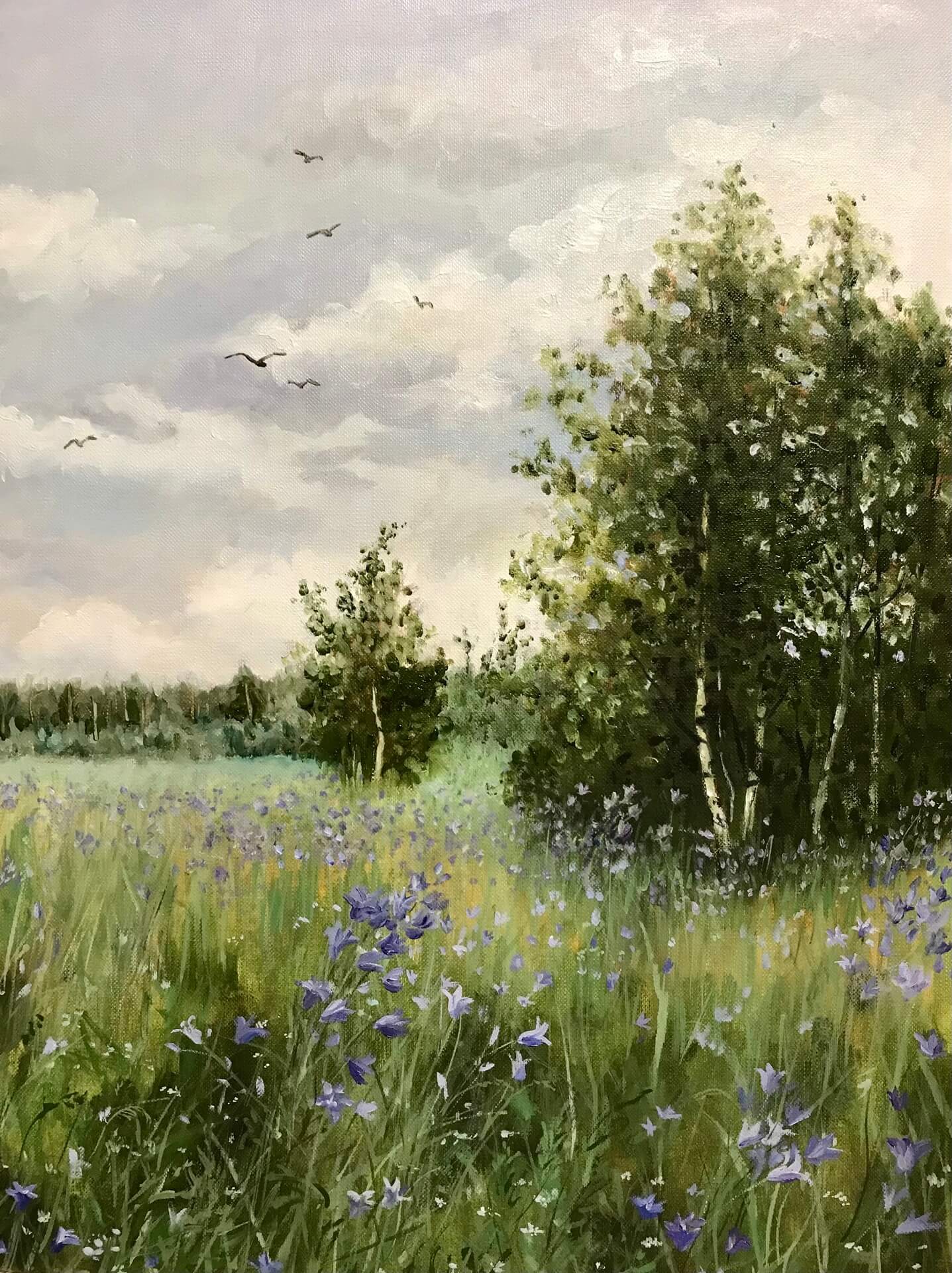 Summer, birch trees, landscape with birch trees, summer landscape, landscape, oil landscape, painting, oil painting, art, realism, creativity, interior painting, original artwork.