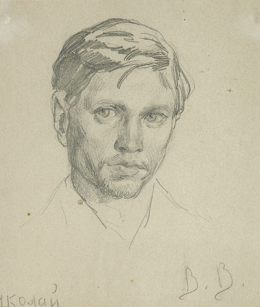 Виктор Васнецов. Портрет Н.М. Васнецова, 1870. Бумага, графитный карандаш 24,8 x 21,5 см. Государственная Третьяковская галерея. Москва.