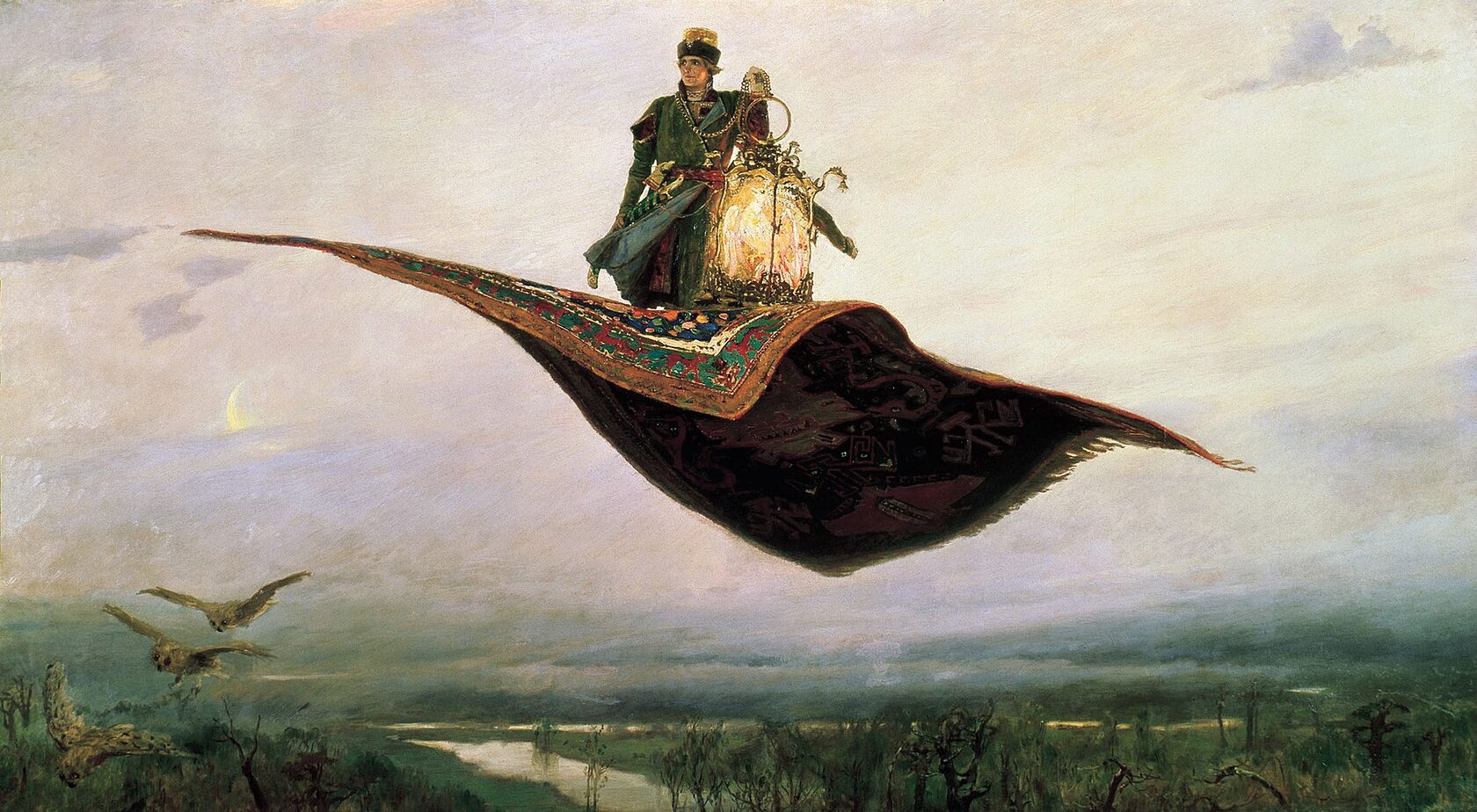 Виктор Васнецов. Ковёр-самолёт. 1880. Холст, Масло. 165 × 297 см. Нижегородский государственный художественный музей, Нижний Новгород