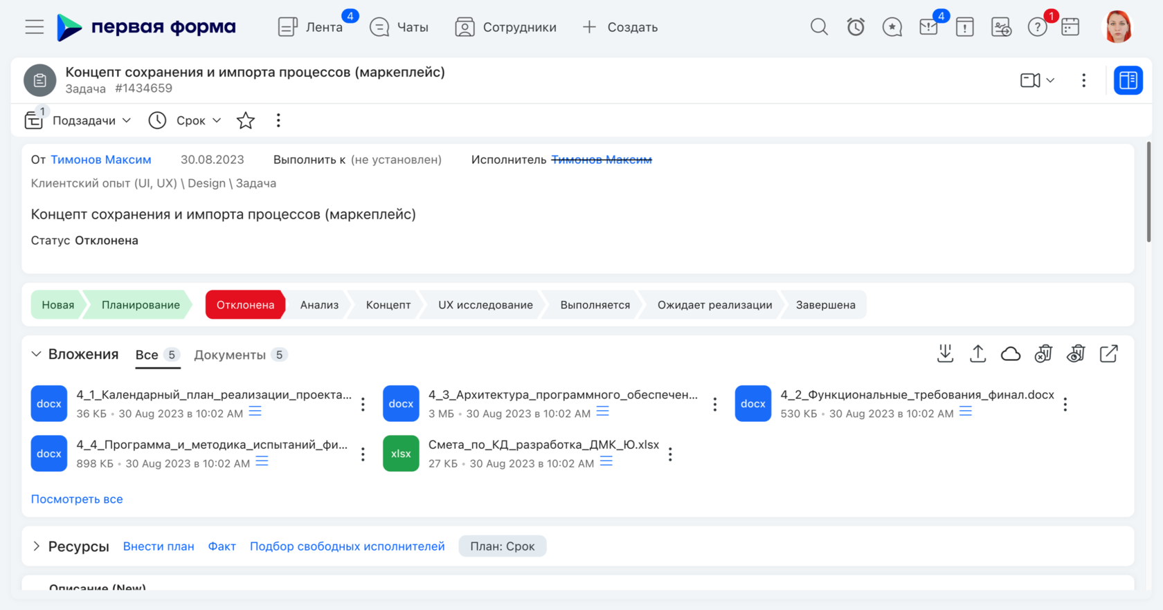Маршрут задачи в корпоративной системе