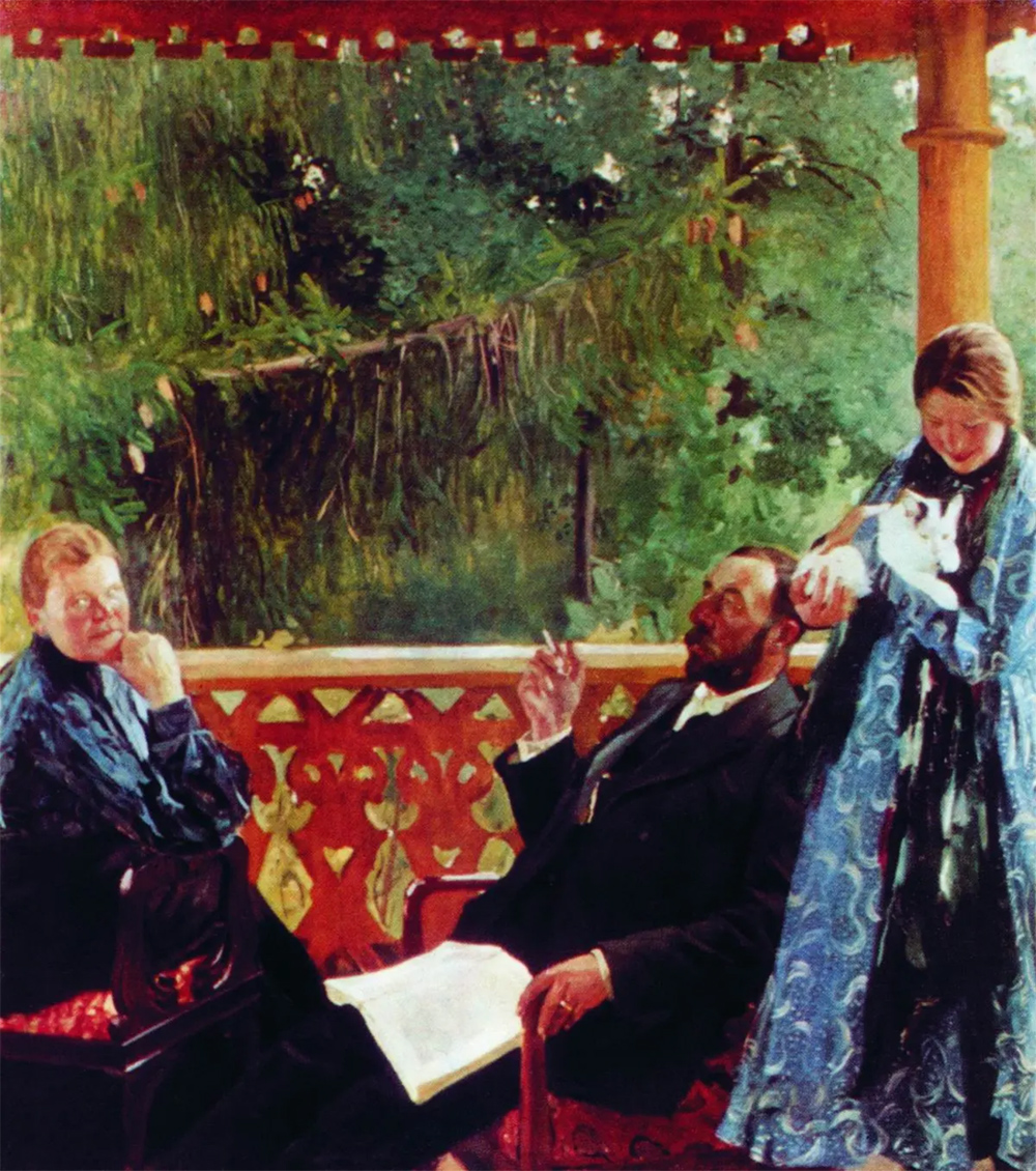 Б. М. Кустодиев. Портрет семьи Поленовых (Семейный портрет), 1905. Холст, масло 200×175 см. Музей истории искусств, Вена