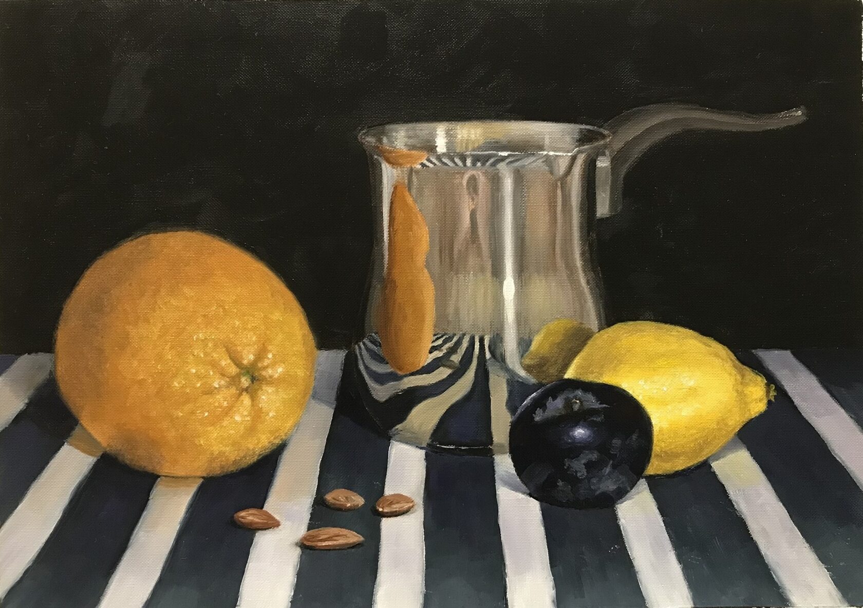 Still life, oil painting, oil on canvas, still life with fruits, still life with orange, art, realism, creativity, interior painting, original artwork.