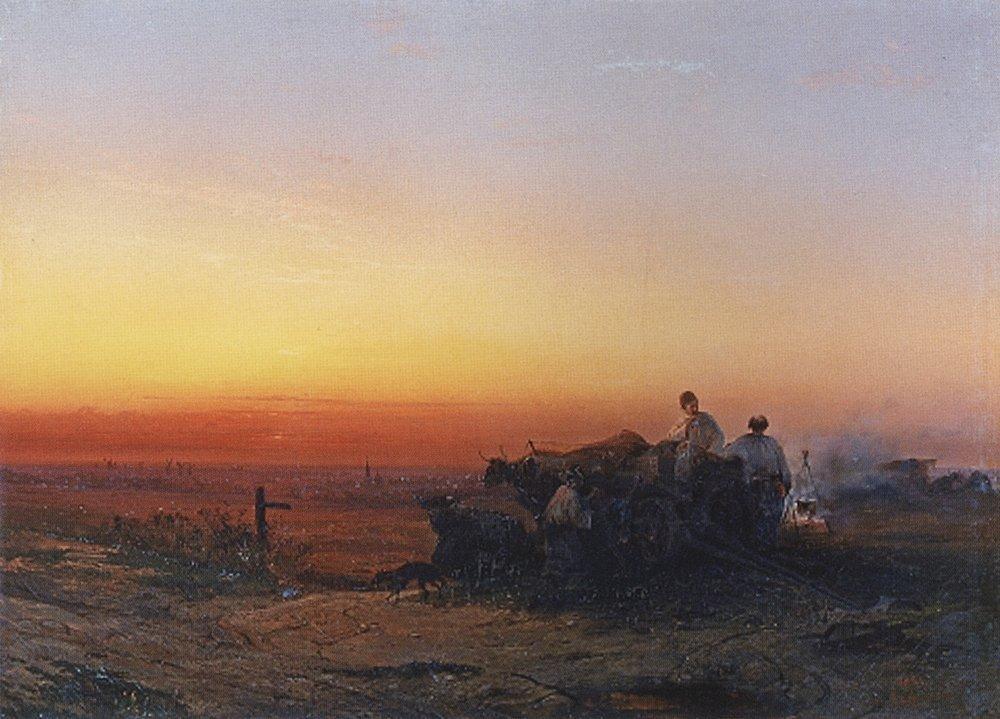 Алексей Саврасов. Чумаки, 1854. Холст, масло 62×84 см. Музей изобразительного искусства. Архангельск