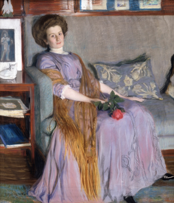 Б. М. Кустодиев. Портрет Ренэ Ивановны Нотгафт, 1909. Холст, пастель. 133 x 115 см. Государственный Русский музей, Санкт-Петербург