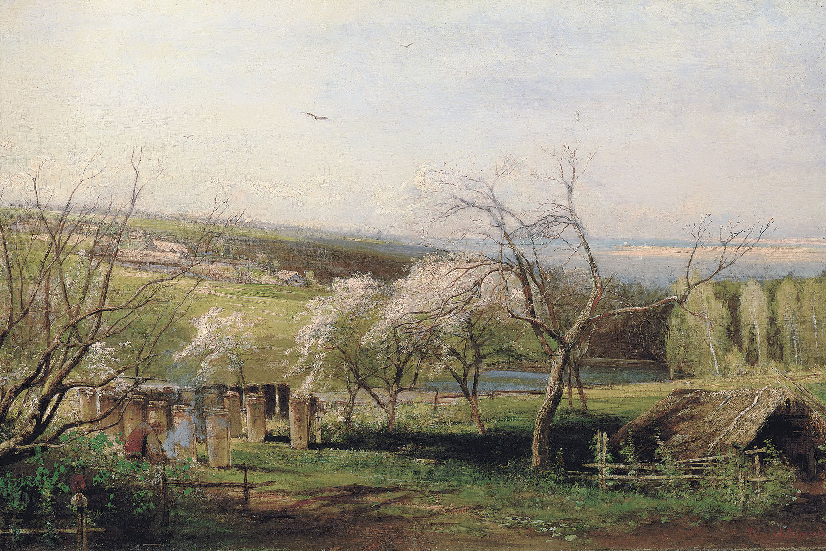 Алексей Саврасов. Сельский вид, 1867. Холст, масло. 65 × 100,7 см. Государственная Третьяковская галерея, Москва