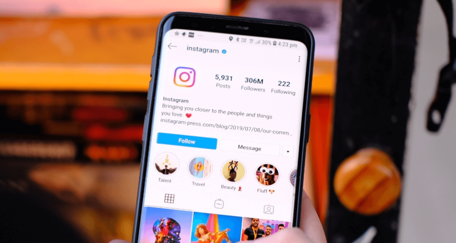 Perfil do Instagram mobile
